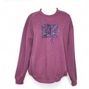 TOP STITCH By Morning SunVintage Purple Embroidered Sweatshirt M-L Crewneck .